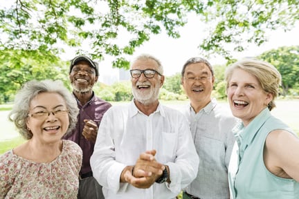 Happy people living in a retirement village
