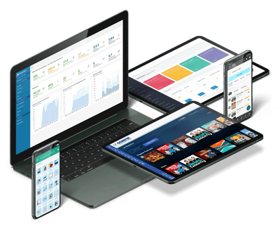 mCare, Oomph, ATLAS, Depensys, ResHub - multi device mock up